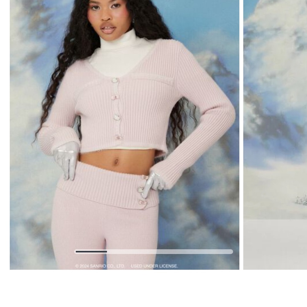 Chic Pink Ribbed Cardigan - Picture 2 of 2